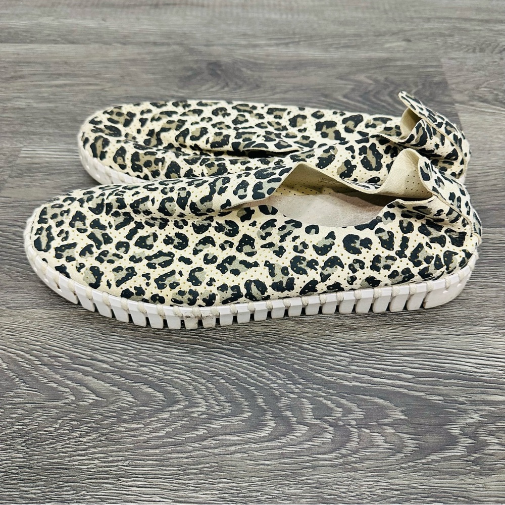 Ilse Jacobsen Black and Cream Leopard Print Tulip Slip on Sneakers Size 40